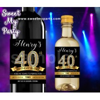 40th Birthday Party wine labels,Gold diamonds 40th Birthday Party wine labels,(14ab)